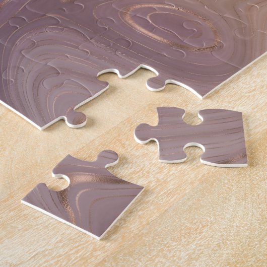 Mauve Strata | Stoffige roze en Roos gouden Agaat Legpuzzel (Zijkant)