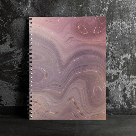 Mauve Strata | Stoffige roze en Roos gouden Agaat Notitieboek