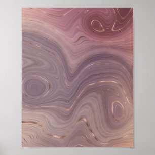Mauve Strata   Stoffige roze en Roos gouden Agaat Poster