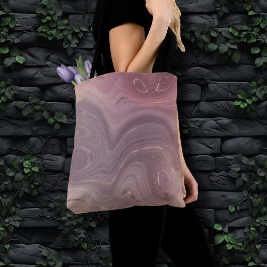 Mauve Strata | Stoffige roze en Roos gouden Agaat Tote Bag