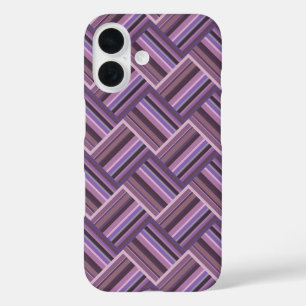 Mauve strepen diagonaal weef patroon iPhone 16 hoesje
