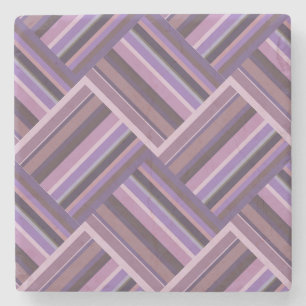Mauve strepen diagonaal weef patroon stenen onderzetter