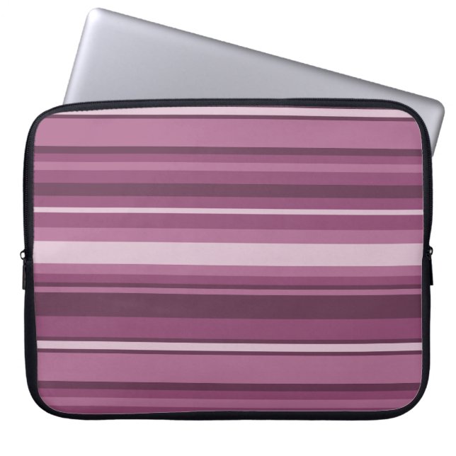 Mauve strepen laptop sleeve (Voorkant)