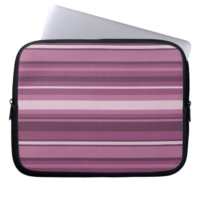 Mauve strepen laptop sleeve (Voorkant)