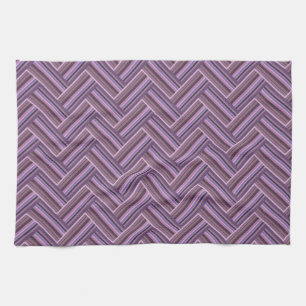 Mauve strepen met dubbel weef patroon theedoek
