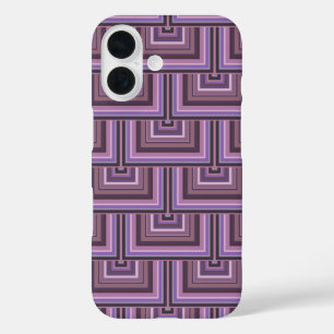 Mauve strepen patroon met vierkante schalen iPhone 16 hoesje
