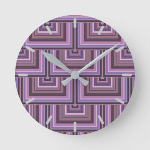 Mauve strepen patroon met vierkante schalen ronde klok
