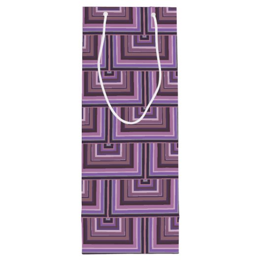 Mauve strepen patroon met vierkante schalen wijn cadeautas (Achterkant)
