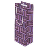 Mauve strepen patroon met vierkante schalen wijn cadeautas (Voorkant Gekanteld)