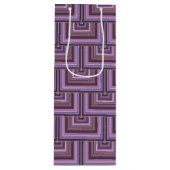 Mauve strepen patroon met vierkante schalen wijn cadeautas (Voorkant)