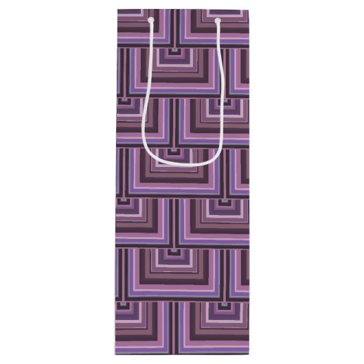 Mauve strepen patroon met vierkante schalen wijn cadeautas (Voorkant)