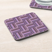 Mauve strips-weefpatroon bier onderzetter (Linkerzijde)