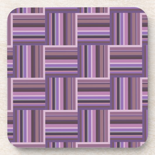 Mauve strips-weefpatroon bier onderzetter (Voorkant)