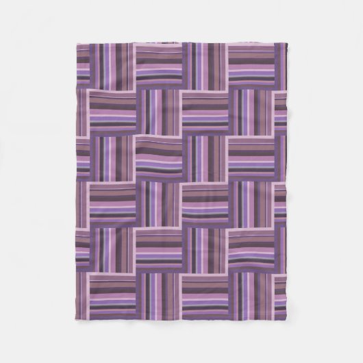 Mauve strips-weefpatroon fleece deken (Voorkant)