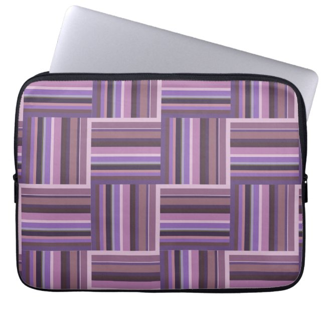 Mauve strips-weefpatroon laptop sleeve (Voorkant)