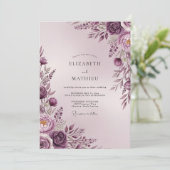 Mauve Sublime Romantische Bruiloft Kaart (Staand voorkant)