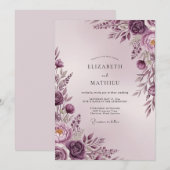 Mauve Sublime Romantische Bruiloft Kaart (Voorkant / Achterkant)