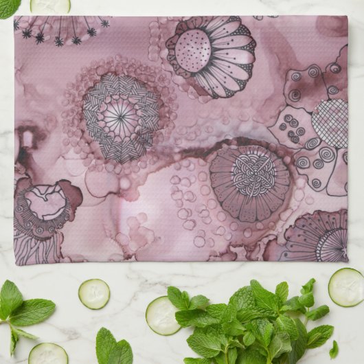 Mauve Swirly Kitchen Towel Theedoek (Gevouwen)