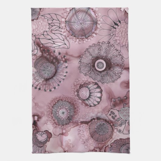 Mauve Swirly Kitchen Towel Theedoek (Verticaal)