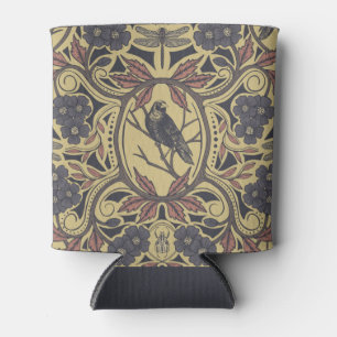 Mauve, Tan & Grey Crow & Dragonfly Floral Blikjeskoeler