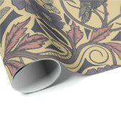 Mauve, Tan & Grey Crow & Dragonfly Floral Cadeaupapier (Rol Hoek)