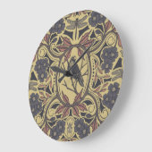 Mauve, Tan & Grey Crow & Dragonfly Floral Grote Klok (Hoek)