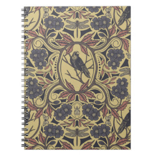 Mauve, Tan & Grey Crow & Dragonfly Floral Notitieboek