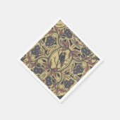 Mauve, Tan & Grey Crow & Dragonfly Floral Servet (Hoek)