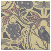 Mauve, Tan & Grey Crow & Dragonfly Floral Stof (Close Up)