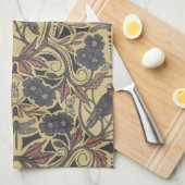 Mauve, Tan & Grey Crow & Dragonfly Floral Theedoek (Quarter Fold)