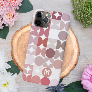 Mauve Taupe Blush Roze Midcentury Cirkels Patroon iPhone 16 Pro Max Hoesje