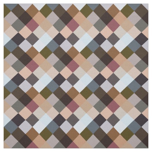 Mauve Taupe Gray Slate Blue Squares Mosaic Pattern Stof (Swatch)