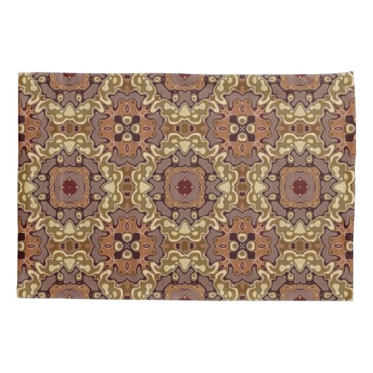 Mauve Taupe Ochre Tan Brown Bohemian Bali Art Kussensloop (Achterkant-Links)
