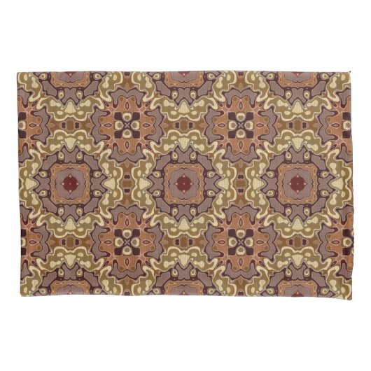 Mauve Taupe Ochre Tan Brown Bohemian Bali Art Kussensloop (Voorkant-Links)