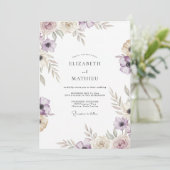 Mauve Taupe Ranunculus Eucalyptus Bruiloft Kaart (Staand voorkant)
