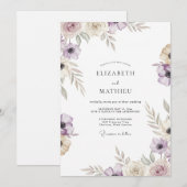 Mauve Taupe Ranunculus Eucalyptus Bruiloft Kaart (Voorkant / Achterkant)