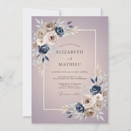 Mauve Taupe Roze Bruiloft Kaart (Voorkant)