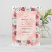 Mauve Teal Ranunculus Eucalyptus Bruiloft Kaart (Staand voorkant)