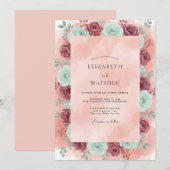 Mauve Teal Ranunculus Eucalyptus Bruiloft Kaart (Voorkant / Achterkant)