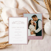 Mauve & Teracotta botanische kam monogram bruiloft Save The Date