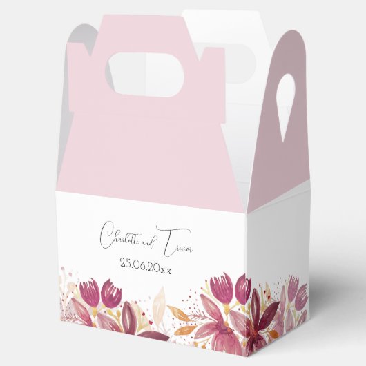 Mauve Terracotta Blush Floral Elegant Bedankdoosjes (Geopend)