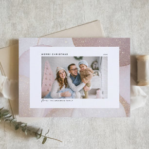 Mauve Tones en Glitter Accents Foto Kerstmis Feestdagen Kaart