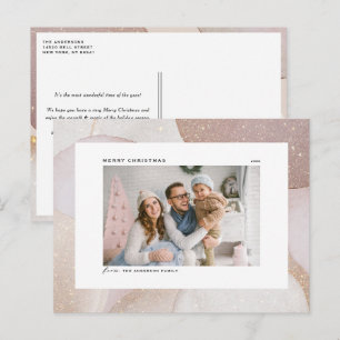 Mauve Tones en Glitter Accents Foto Kerstmis Feestdagenkaart