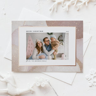 Mauve Tones en Glitter Accents Foto Kerstmis Folie Feestdagen Briefkaart