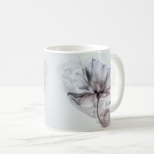 Mauve Transparent Haze Flower | Jouw naam monogram Koffiemok (Voorkant rechts)