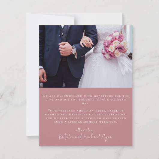 Mauve trouwfoto Dank u Bedankkaart (Achterkant)