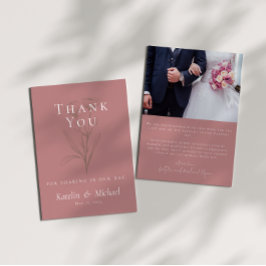 Mauve trouwfoto Dank u Bedankkaart