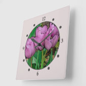 "MAUVE TULPEN" VIERKANTE KLOK (Hoek)