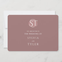 Mauve Typografie Crest Monogram Bruiloft