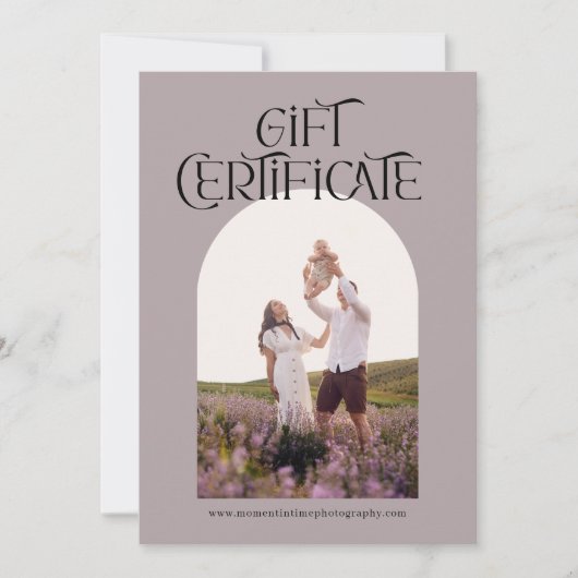 Mauve Typografie Fotografie Cadeaubon (Voorkant)